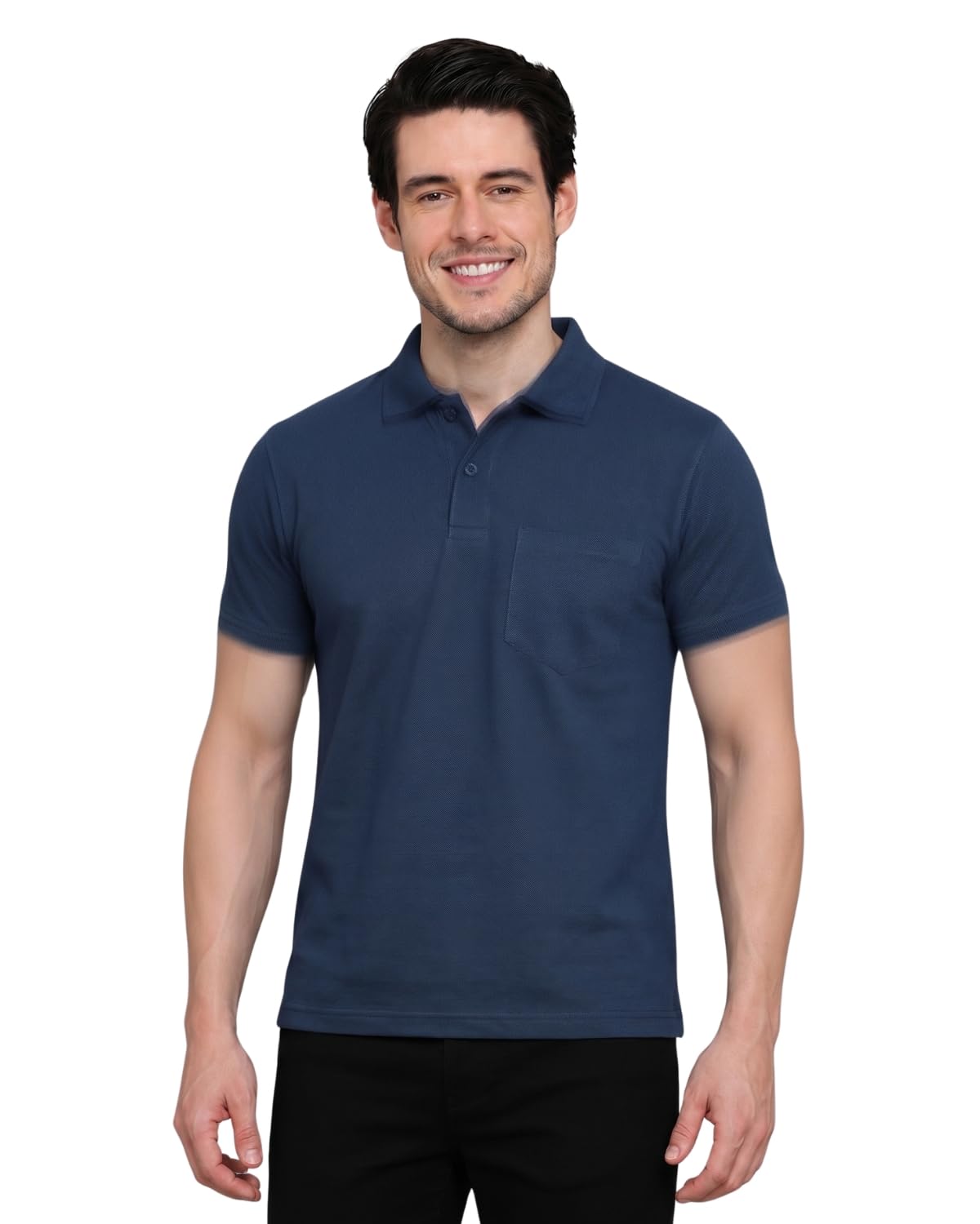 inkkr Men's Polo Neck Half Sleeve Cotton Blend Regular Fit T-Shirt With Pocket-picture-25