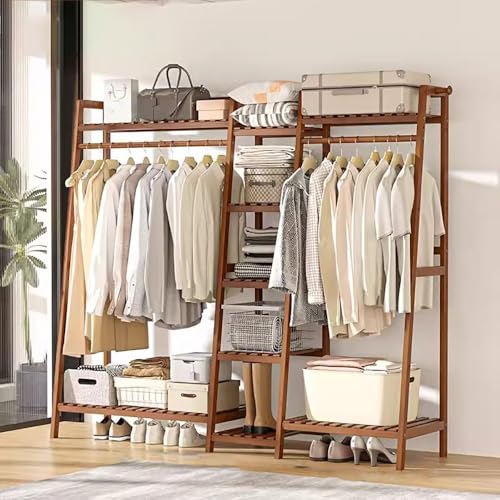 Appendiabiti Da Terra Con Ripiani - In Legno Massello, 120x40x125cm, Multifunzionale Per Camera E Soggiorno - Foto 13