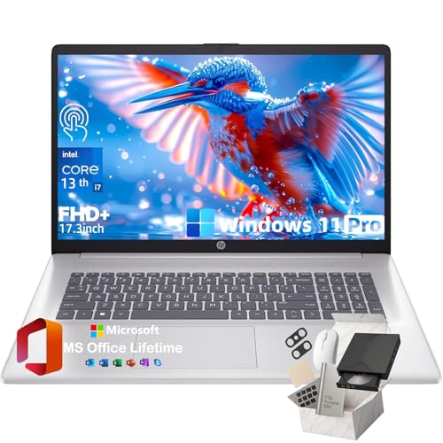 Image of HP 17.3 inch FHD+ Touchscreen Business Laptop - Intel Core i7-1355U Processor, Intel Iris Xe, WiFi 6, HD Webcam, BrightView, 250 nits, Win 11 Pro, w /Hoouwrd Accessories (16GB RAM | 1TB SSD)