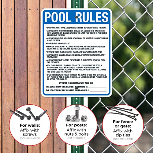 Cartel de reglas para piscina Washington aluminio 24x30 miniatura 4