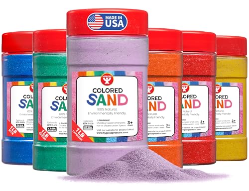 Image of Hygloss Colored Sand for Crafts - 6 Assorted Colors - 1 lb Vibrant Colorful Fine Sensory Play Sand Art Kits for Kids - Classroom Activities for Children 3 4 5 6 7 8 9 10 11 12 - Safe for Ages 3+