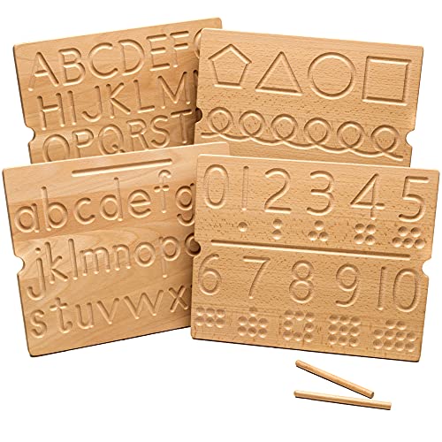 Hulats Montessori Wooden Alphabet Tracing Board & Number Tracing Board | Preschool Learning Toys for 3 Years Old | Learning to Write | Toddler Writing Tools for Beginners | Wood Letter Tracing Board