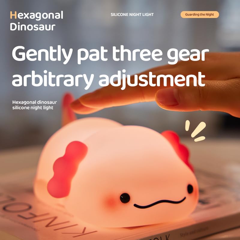 Miniatura 4 de ATSUI Axolotl - Luz nocturna LED blanda novedosa lámpara de animales, silicona de grado alimenticio, 3 niveles regulables, luz nocturna para