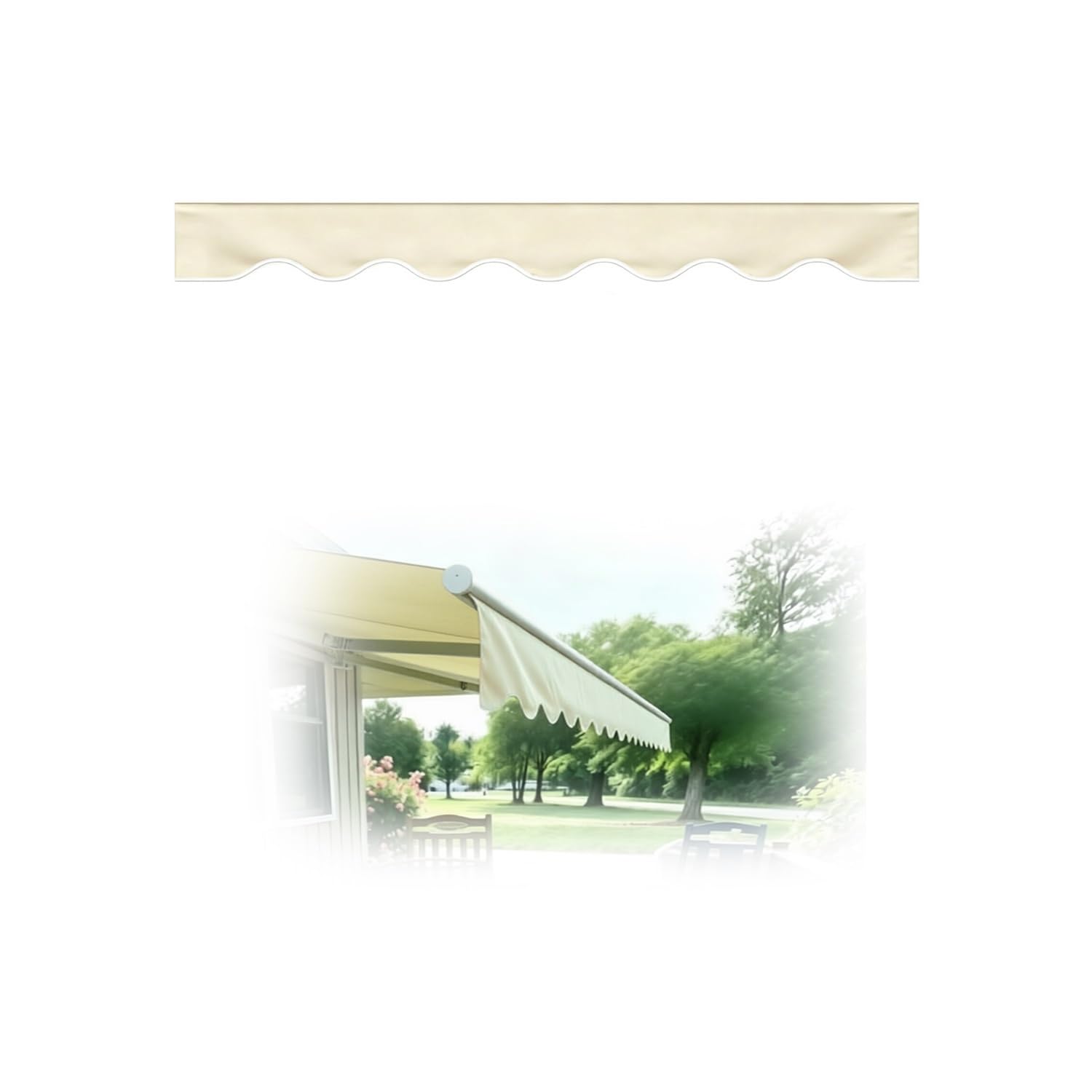 Mantovana per Tenda da Sole Resistente All'Acqua, Anti-UV, Ricambio Bordo in Poliestere Cuciture Rinforzate – 5 3.5 2.7 4.5 7 m(Beige,380cm)