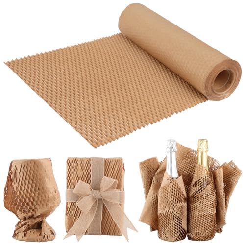 Rollo de papel de embalaje de panal, 50 m x 30 cm, alternativa al envoltorio de burbujas, papel de regalo reutilizable para envío, mudanza, roturas y regalo
