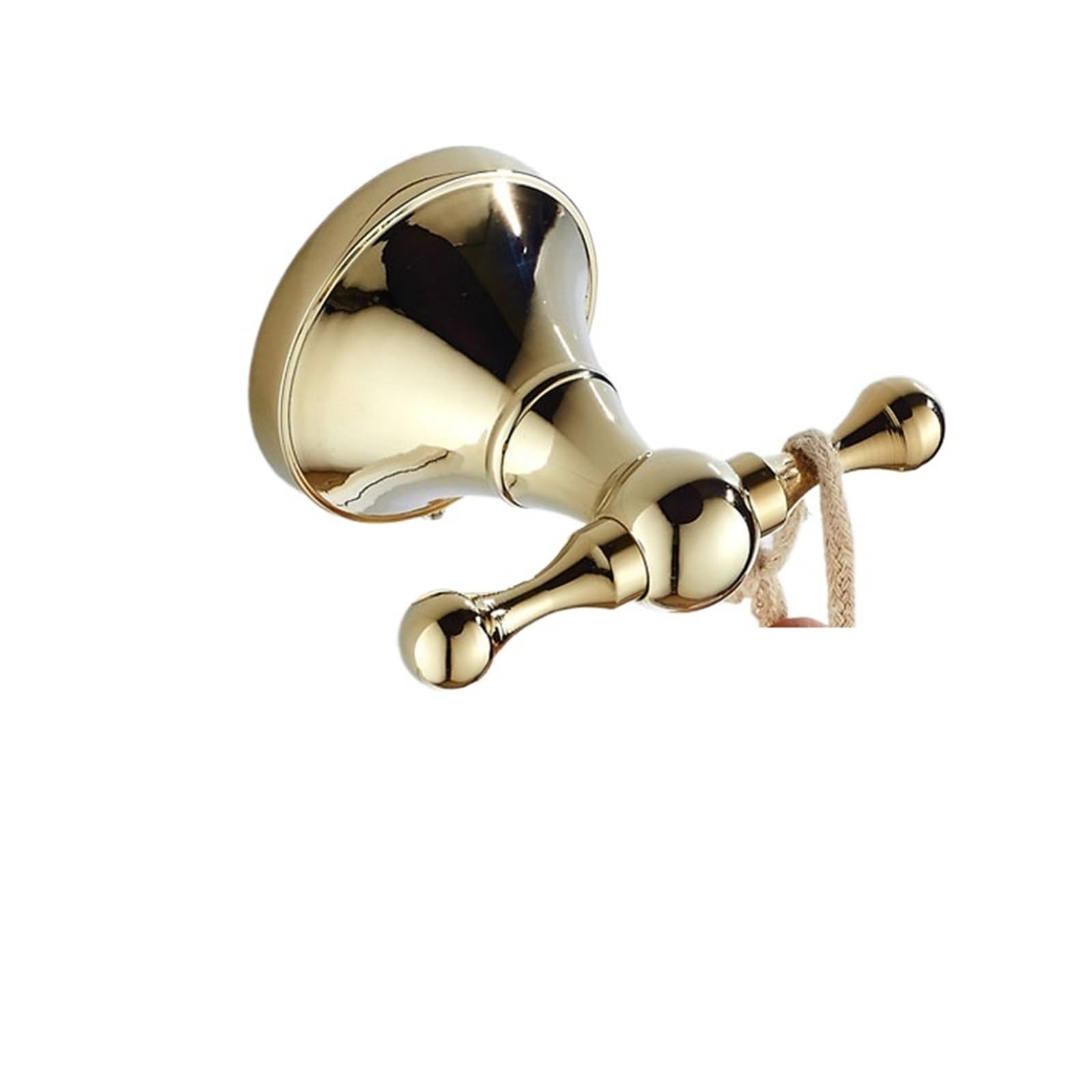 Mohuied Gold Brass Robe Hooks White Bathroom Hardware Accessories Brass Double Robe Hooks Wall Mounted Towel,Cloths,Black,,Antique For Hanging Coat Robe Keys Clothes Bags(Gold)