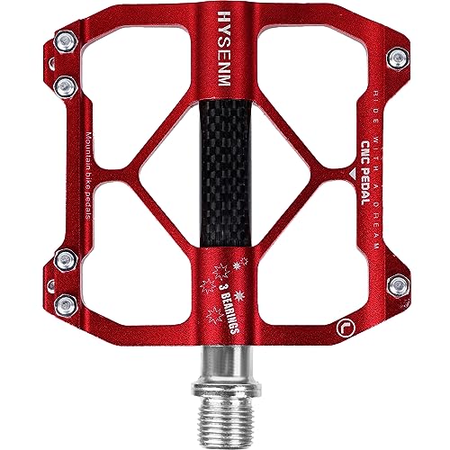 HYSENM Mountain Bike Pedals Aluminum 9/16 Inch MTB Bicycle Pedals Wide Platform Flat Pedals, Lightweight Non Slip Bike Pedals Road Bike Adult