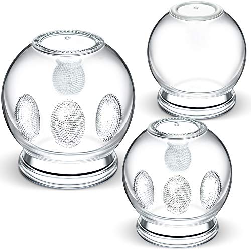 14 Pieces Thick Glass Cupping Set, Fire Glass Cupping Set, Vacuum Fire Cupping Fire Cupping Jars with Finger Grips in 3 Sizes