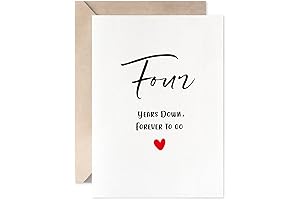 MAGJUCHE Fourth Anniversary Card, Four Years Down Forever To Go, Romantic 4th...