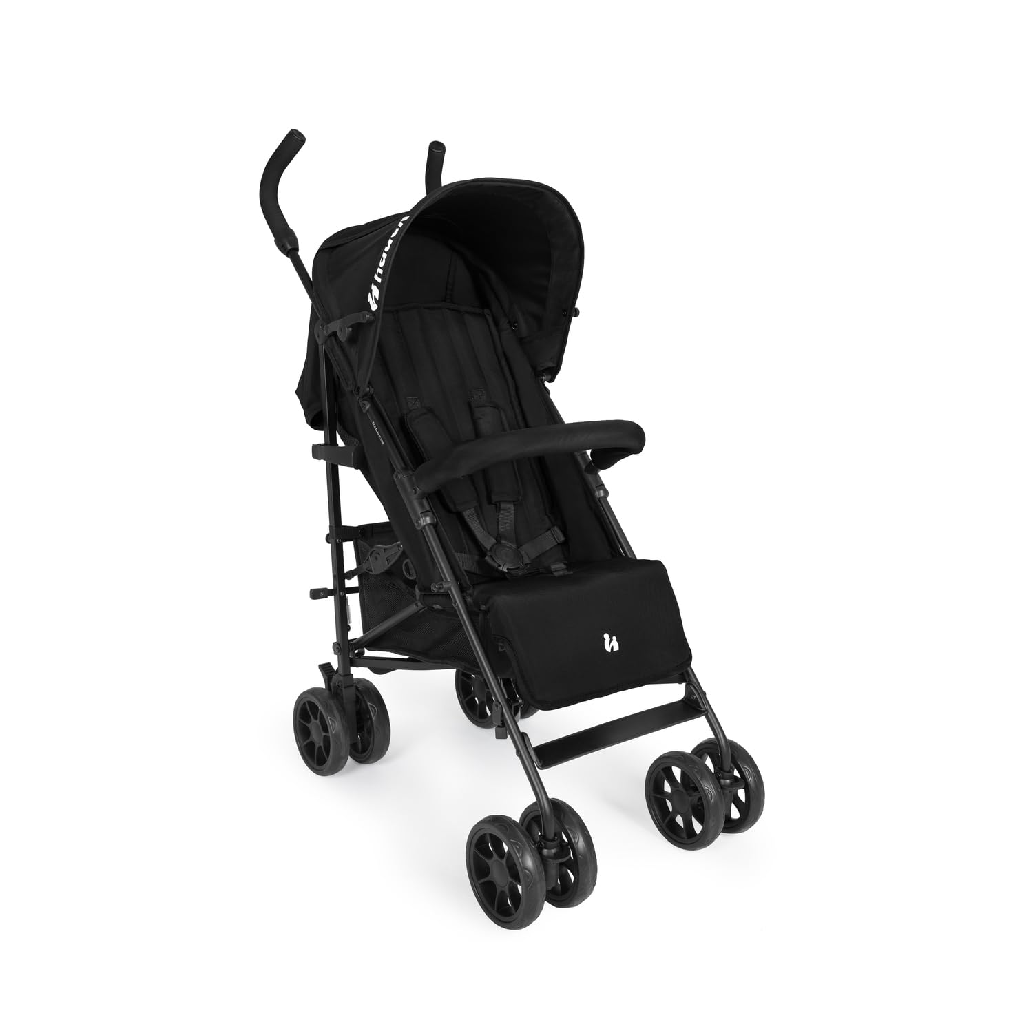 Hauck Fold N Care Poussette parapluie légère avec housse de pluie de 6 mois à 22 kg, pliable compact, auvent solaire UPF 50+, roues EVA, grand panier, poussette de voyage Noir