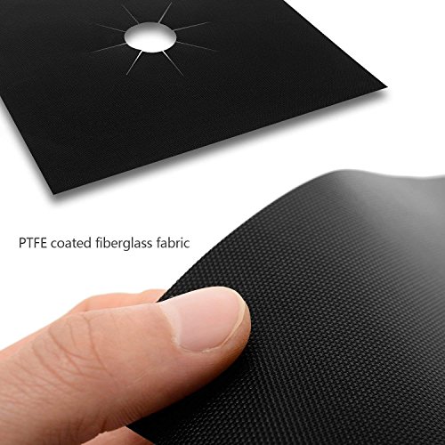 Image of Gas Stove Burner Liners 0.3mm Double Thickness Non-Stick Reusable Gas Range Covers Heat-Resistant Stove Top Protectors Dishwasher Safe 10.6 x 10.6 Inches (4 pcs)