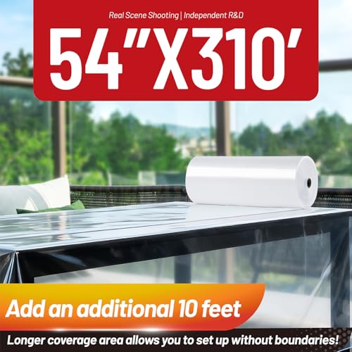Image of Plastic Table Cloth, 310 Ft X 54 In Disposable Tablecloth Clear Table Cover Roll with Any Cut Sliding Cutters Premium Clear Plastic Tablecloth for Picnics, Parties, Birthdays, Weddings Weddings