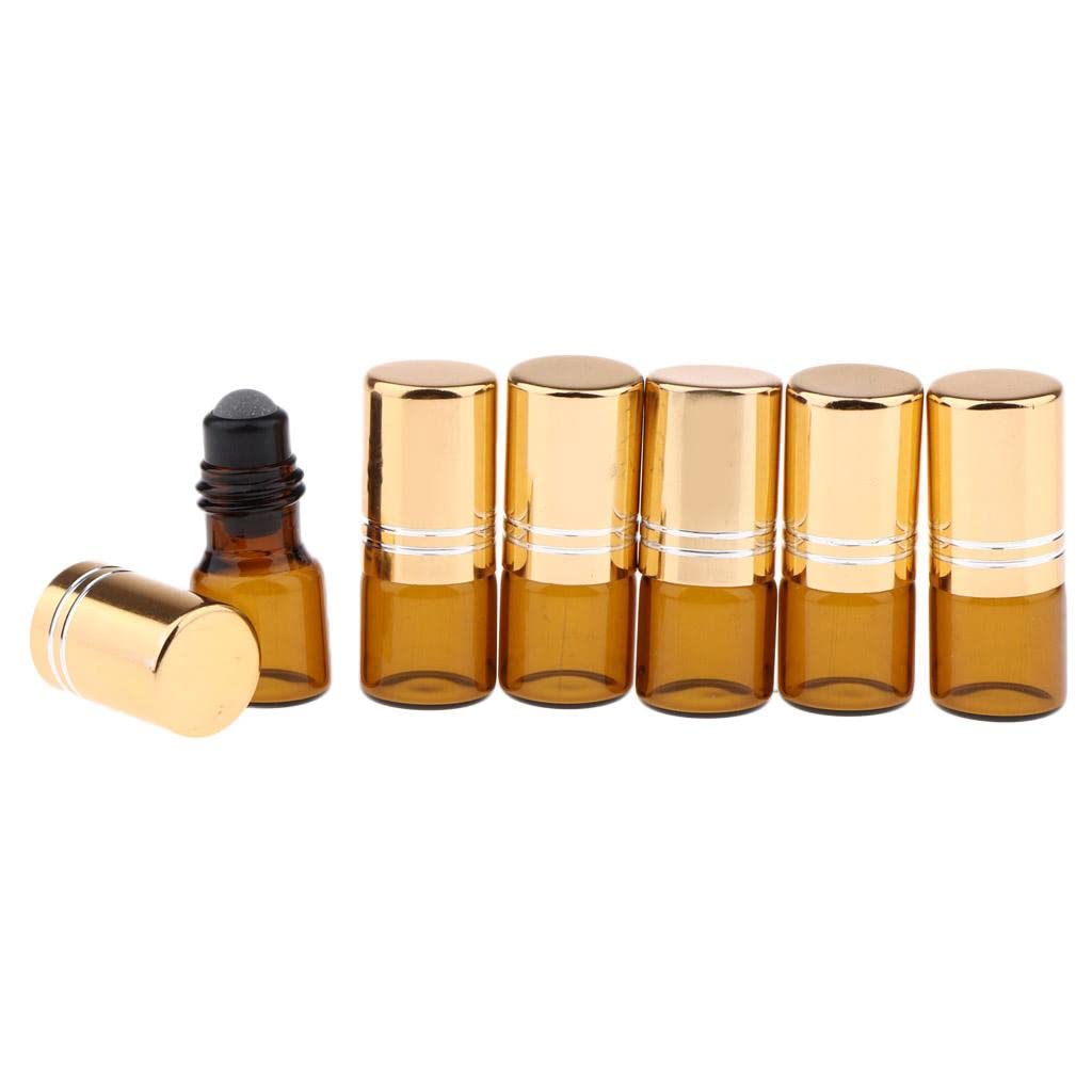 6X 2mL Empty Roller Bottle w/Glass Ball for Essential Oils Gold Lids-image-28