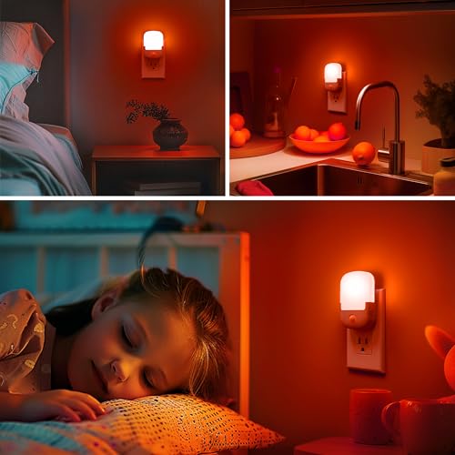 Image of Briignite Red Motion Sensor Night Light, Night Light, Dusk to Dawn Night Light 2Pack, Dimmable Led Night Light, Night Light for Kids, 1W Night Lights Plug into Wall for Bedroom, Kid Room, Bathroom