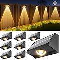 Solar Fence Lights Outdoor Waterproof High Brightness LED Spot Lens Deck Lights 7 Mode Warm & Cool White RGB Solar Powered Wall Lighting Decor for Outside Patio Step Backyard Railing Pool - 8 Pack