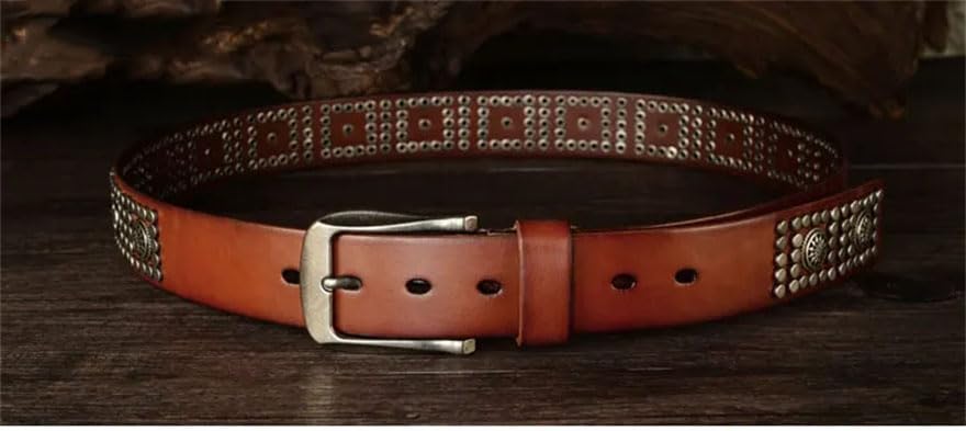 Men Metal Pin Buckle Belt Leather Rivet Punk Leather Jeans Belt Metal Rivet Decorative Belts3