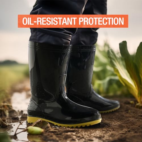 HISEA Men's Rain Boots Waterproof, Garden Fishing Outdoor Work PVC Boots, Durable Slip Resistant Boots for Agriculture and Industrial Working3