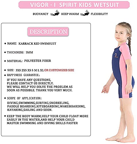 Karrack Girls And Boys One Piece Rash Guard Swimsuit Kid Water Sport Short Swimsuit Upf 50+ Sun Protection Bathing Suits Blue-Pink #TOP4