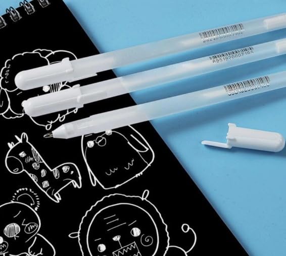 Image of like it Fine Point White Gel Pens For Artists With 0.8mm Nibs,White Rollerball Pens for Black Paper,Sketching,Drawing, adult coloring books Pack of (4)