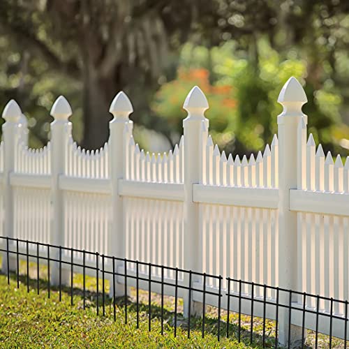 17”x10” (10 Pack) No Dig Animal Barrier Fence with 1.5inch Spike Spacing, 4 Gauge Black Powder Coated Steel - Underground Decorative Dog Fence Ground Stakes for Outdoor Garden Yard Patio - Thumbnail 6