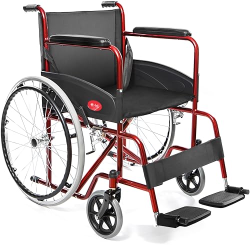 Aiesi Sedia a Rotelle Pieghevole Leggera, Rosso