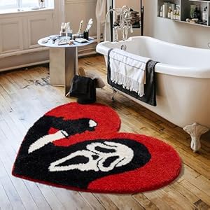 Bathroom Rugs Black Red Bath Mat Non Slip Christmas Home Decor 35×42 Funny Skull Large Bath Rugs Washable Absorbent Gothic Decor Spooky Gifts