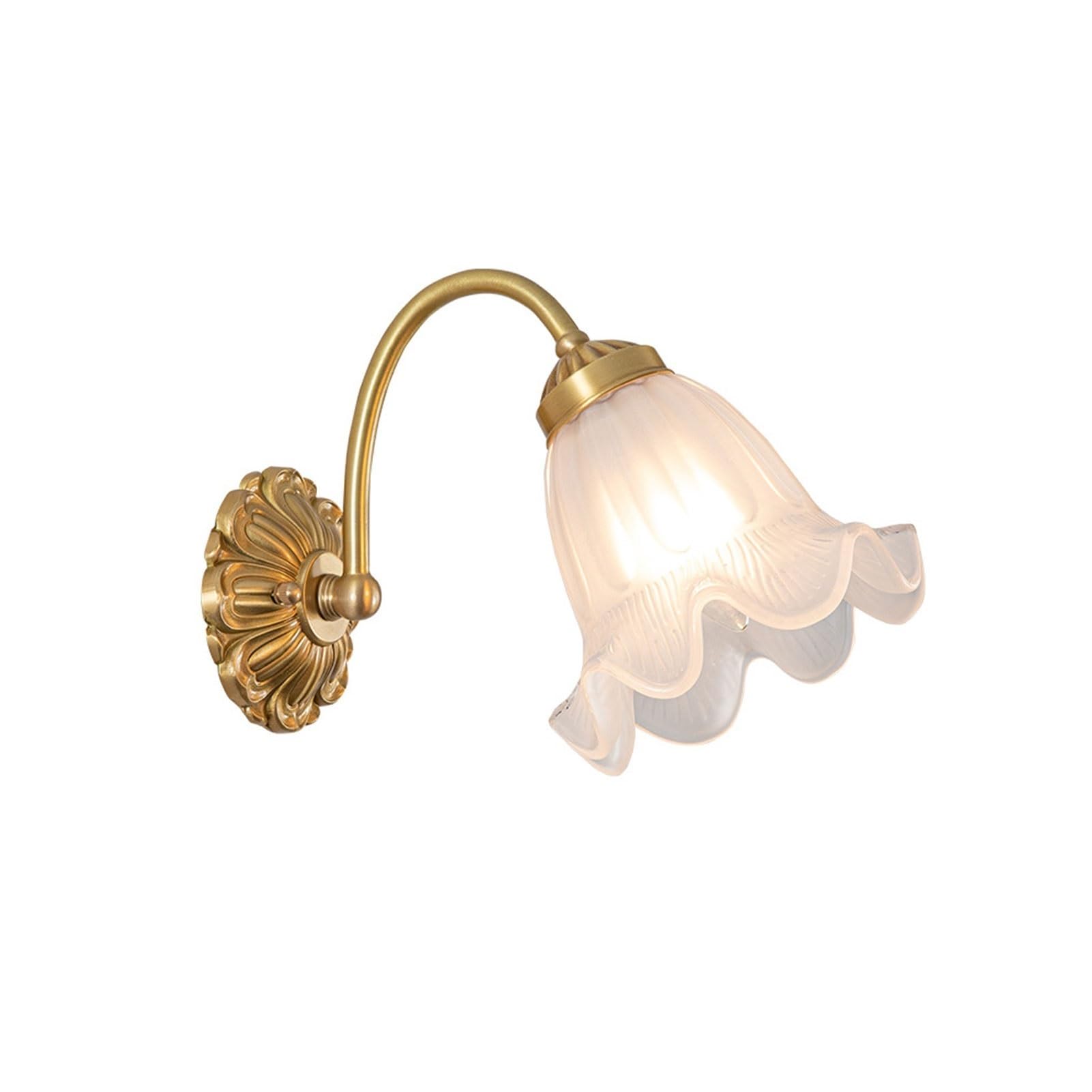 MOCHAMIK Lampy ścienne Kinkiety Kinkiety Oprawy oświetleniowe ścienne Retro Szklana ściana kwiatów Światło w stylu japońskim Mosiężna kinkiet Łazienka Próżność Kinkiety ścienne Oprawa ścienna do