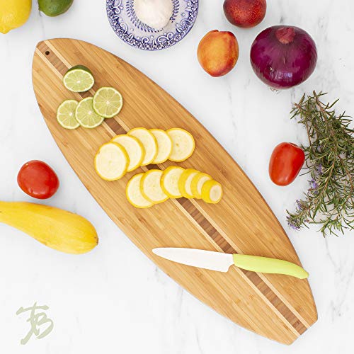 Totally Bamboo Surfboard Shaped Bamboo Wood Cutting Board And Charcuterie Serving Board, 23" X 7-1/2" #TOP1