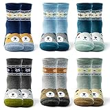 Big Kids Winter Socks Boys Warm Socks Thick Cotton Thermal Crew Socks for Boys 6 Pairs 6-8 Years