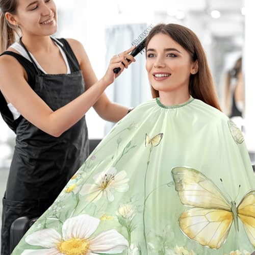 Capa profesional para corte de cabello Wildflowers and Butterflies, impermeable, con cierre de broche ajustable, para peluquería y barbería miniatura 7