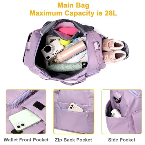 Image of Bag for Men Women with Shoe Compartment | Waterproof Duffle Bag | Lightweight Travel Sports Bag | 6 Pocket Multi-Compartment Spacious Duffel for Gym, Travel, Weekend, Trekking & Yoga