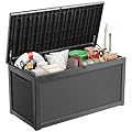 PatioZen 260 Gallon Large Deck Box,Resin Outdoor Storage Box with Lockable for Patio Furniture, Pool Accessories, Garden Tools Waterproof Outside Storage Box, Black