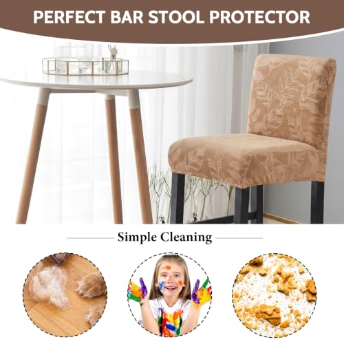 Image of FUANGUI Bar Stool Covers Set of 4, Stretch Bar Stool Seat Covers | Washable Removable Bar Chair Covers with Backs Slipcovers, Bar Chair Covers Square for Kitchen Dining Room Cafe