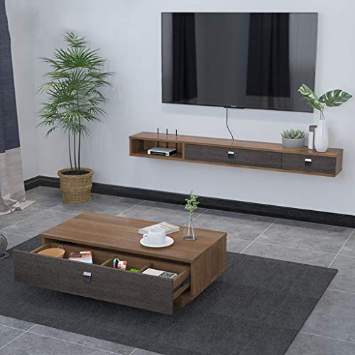 YYHSND Wall-Mounted TV Rack Shelf Cabinet Media Entertainment Console Game Shelving Unit with 3 Drawers Home Furniture Wall Mount Shelf (Color : Gray+Brown, Size : 120cm)