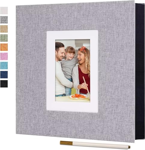 Raoendis アルバム 貼るタイプ 黒台紙 20枚40ページ L判サイズ200枚収納 DIY L/KG/2L/A4写真収納 手作り フォトアルバム フリー台紙 フォトブック リネン 赤ちゃん 結婚祝い 出産祝い 子供 ベビー 記念日 結婚式 簡単 収納 可愛い