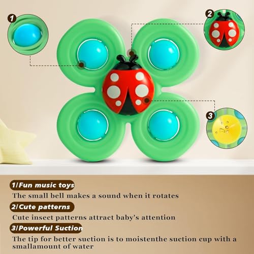 Image of Toy Imagine Insect-Themed Suction Spinner Toys for Babies & Toddlers - Fidget Toys for Kids 0 to 5 Years - Travel-Friendly Baby Toys (Insect-Themed-2)