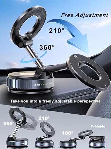 Image of snanlen Upgraded 360 Nano Gel Vacuum Magnetic Phone Holder, 108+LBS Heavy Duty Suction Cup Phone Mount for Car Dashboard & Windshield, 3000gf MagSafe Compatible with iPhone 17 /16 Pro Max White