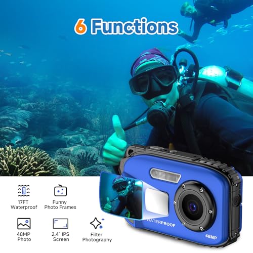 Image of Underwater Floating Digital Camera - 48MP HD Bare-Body Waterproof Camera, No Case Needed for Underwater Fun & Childhood Memories (Blue)