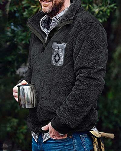 Beotyshow Mens Aztec Fleece Jackets Fuzzy Sherpa Pullover Sweatshirts Winter Coats Western Vintage Sweaters with Pocket2