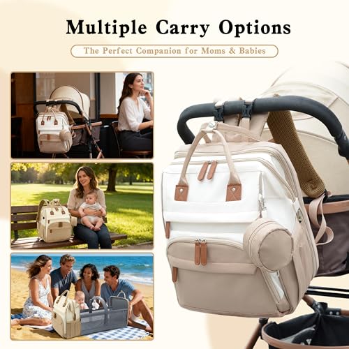 Image of DERJUNSTAR Large Diaper Bag Backpack | Insulated Bottle Holders, USB Charging Port, Travel Design, For Mom & Dad