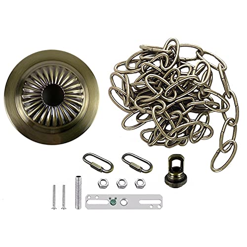 Image of U /D Light Fixture 5 inchCanopy Kit with 6 Feet Pendant Light Chain Accessories, Includes Mounting Hardware for Chandelier or Swag Light Fixtures, Max Fixture Load of 50 Pounds (Antique Brass)