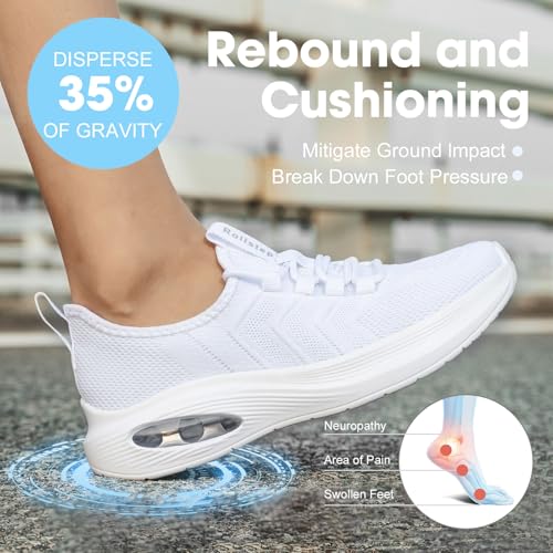 Image of Wide Toe Box Shoes Women Extra Wide Width Sneakers Air Cushion Road Running Shoes Ultra Light Tennis Gym Workout Training Shoes Breathable Walking Shoes with Arch Support