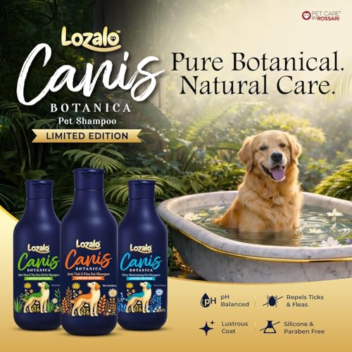 Image of Lozalo Canis Botanica Pet Shampoo 1500ml (750 ml+750 ml Free) Cat & Dog Shampoo with Hyaluronic Acid & Reetha Extract, PH Balanced & Paraben Free Shampoo for All Breed