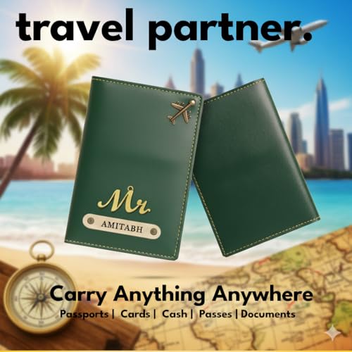 Image of Personalised PU Leather Passport Cover with Name | Customized Passport Holder & Card Organizer | Stylish Unisex Travel Wallet & Gift for Men & Women - Classic Travel Wallet