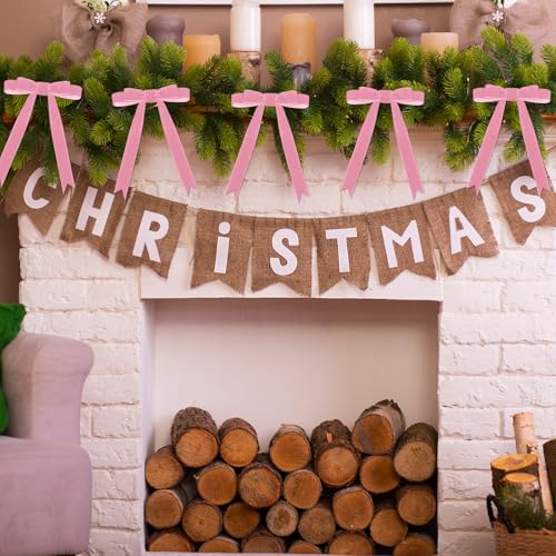 Image of Tsorode 10 Yards Pink Velvet Ribbon for Christmas Tree,1 Inch