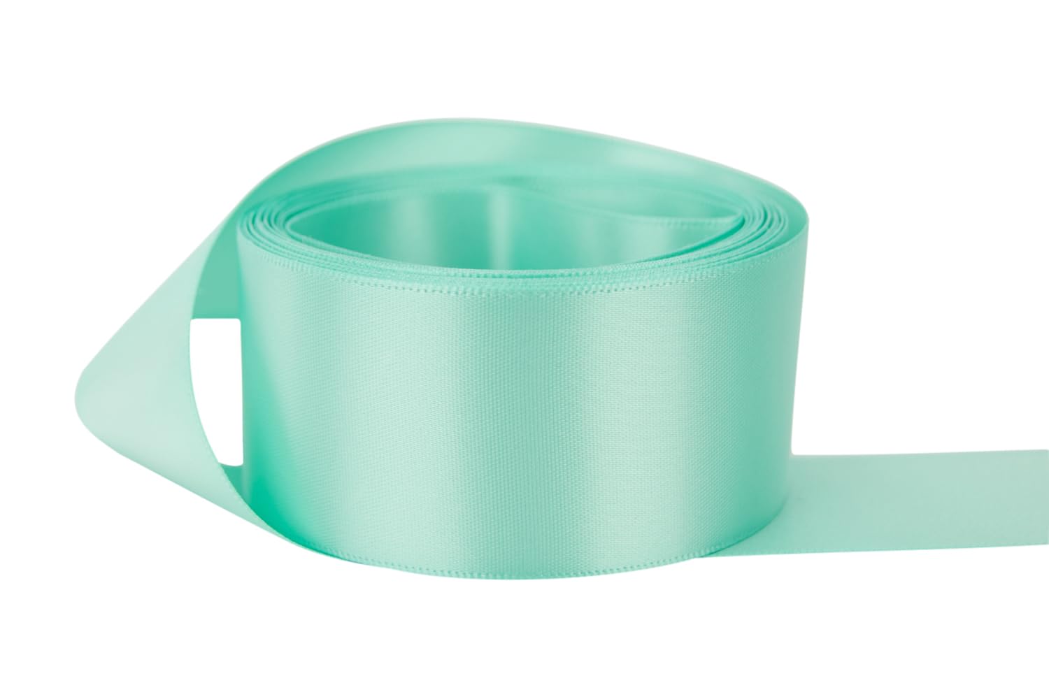 Ribbon Bazaar Double Faced Satin - Premium Gloss Finish - 100% Polyester Ribbon for Gift Wrapping, Crafts, Scrapbooking, Hair Bow, Decorating &amp; More - 1/4" Aqua Blue 100yd Spool