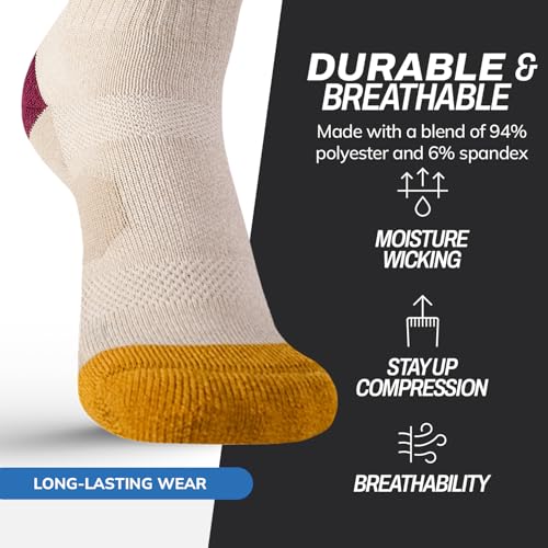 Outway Everyday Merino Wool Crew Socks, Moisture-Wicking Athletic Calf Socks with Arch Support for Women and Men3