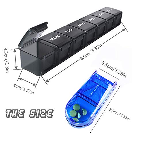 Pillensnijder+Wekelijkse Pillendoos 2 STUKS,Pillensplitser met mes Pillen in een Halve Kwart Gesneden,BPA-Vrije Reis… - Image 8