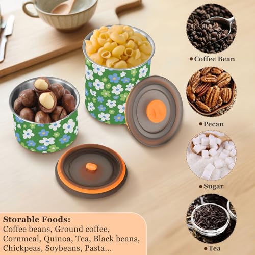 Contenedor para café acero inoxidable con diseño floral miniatura 6