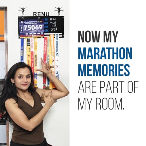 Image of GLORY MEDAL HANGERS Personalized Marathon Bib & Medal Display Board | Running & Sports Achievement Holder | Hold Upto 40 Medals